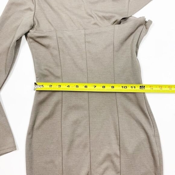 ASOS One Long Sleeve Bodycon Cutout Beige Mini Dress Mobwife Party Size 6 - Picture 8 of 16
